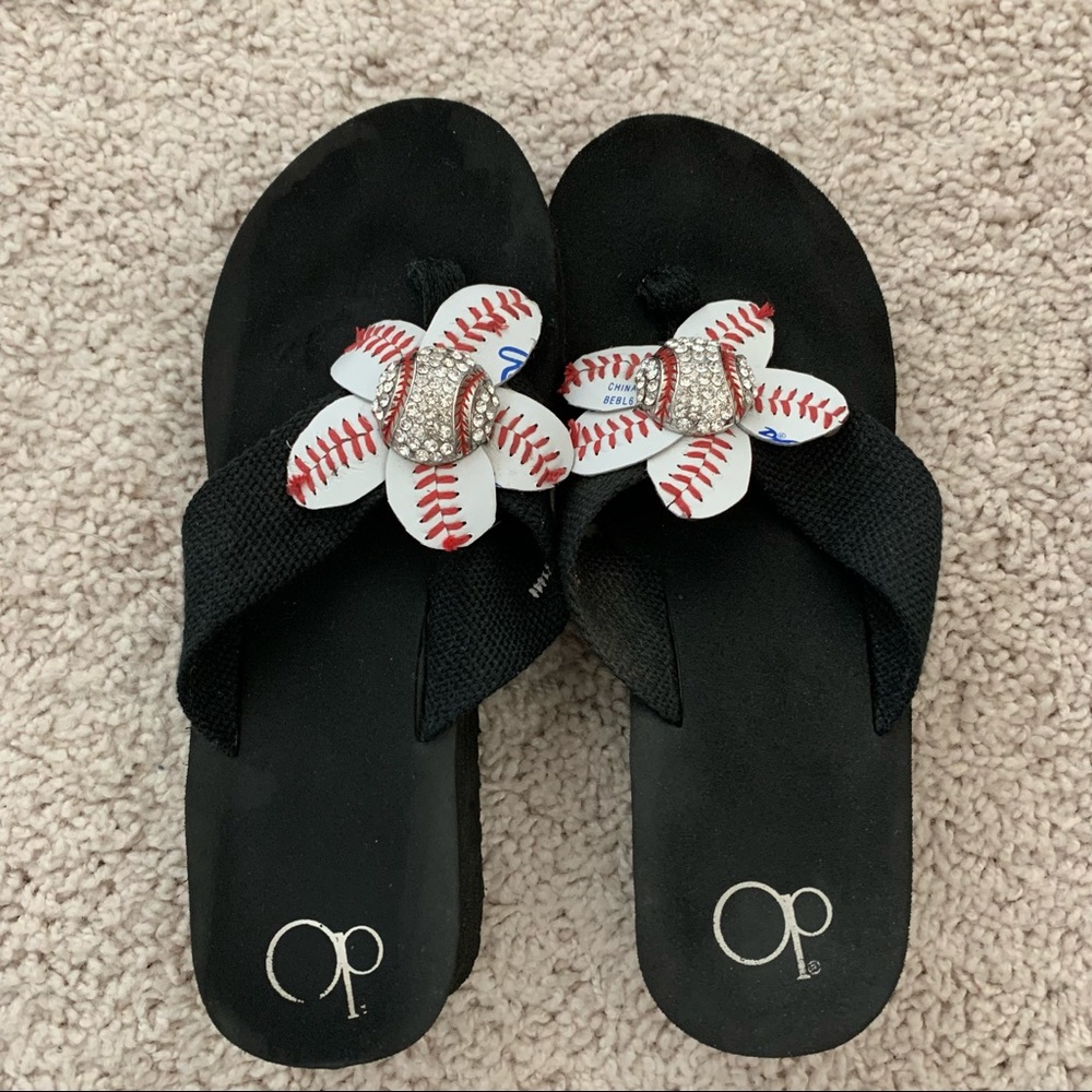OP Baseball Flower Flip Flops 6